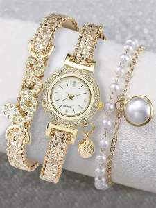 Luksuzni set narukvica i elegantni ženski dijamantski ručni satovi – savršen izbor za svaku priliku. – ŽENSKI SATOVI